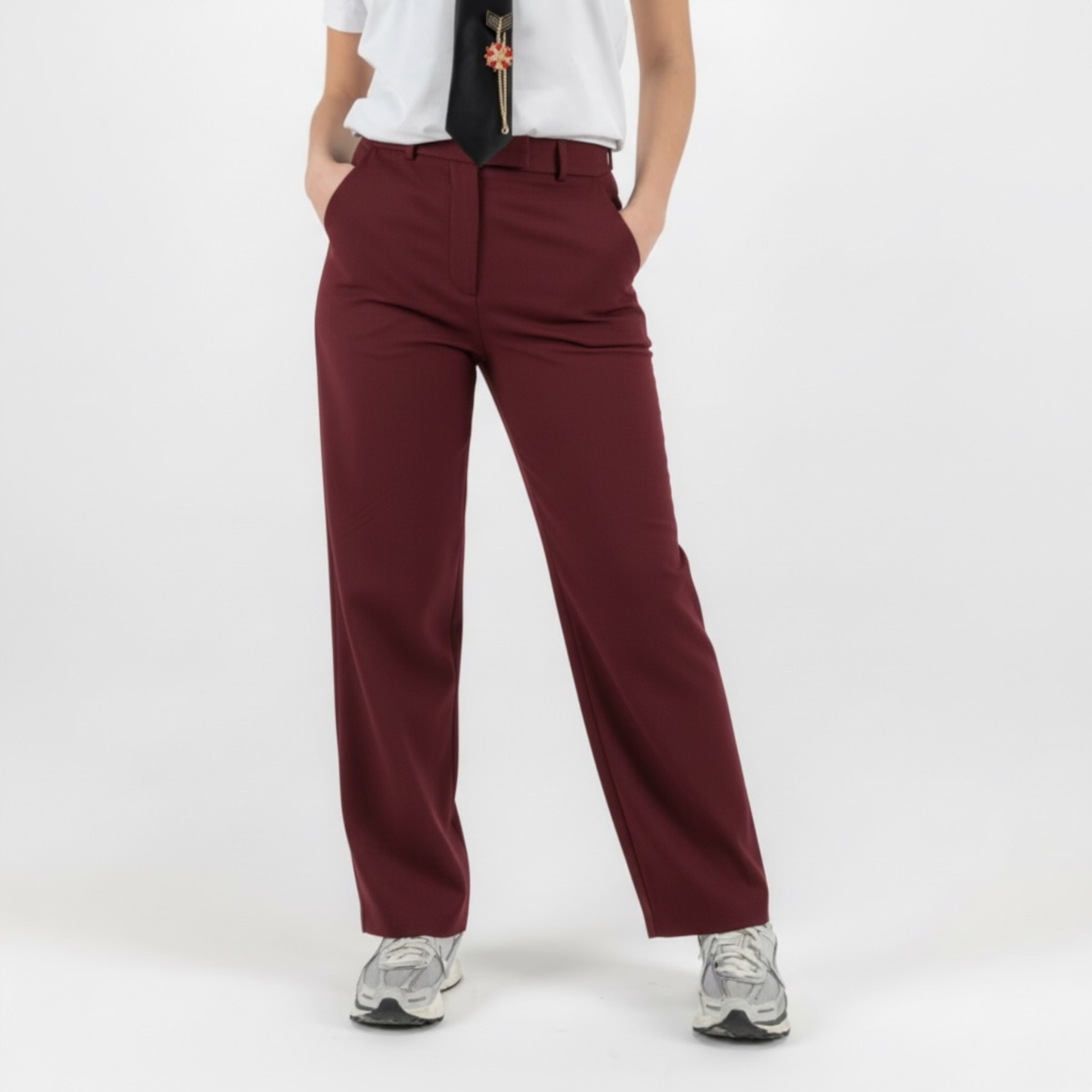 JETAIME PANTALONE BARREL WOOL BORDEAUX