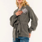 KONTATTO CARDIGAN LUREX GRIGIO