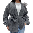 KONTATTO CARDIGAN LUREX GRIGIO