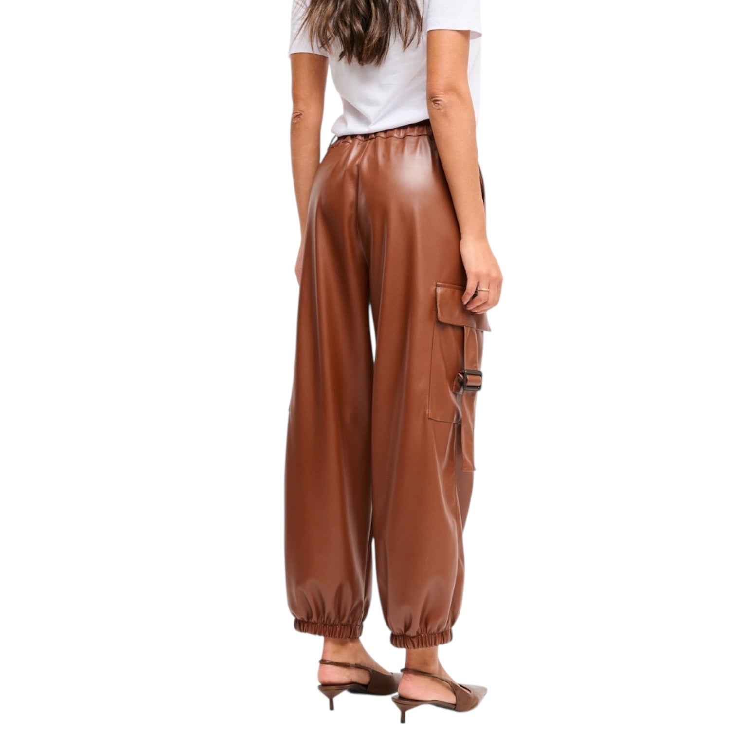 MARYLEY PANTALONI CARGO ECO CUOIO