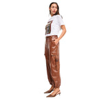 MARYLEY PANTALONI CARGO ECO CUOIO
