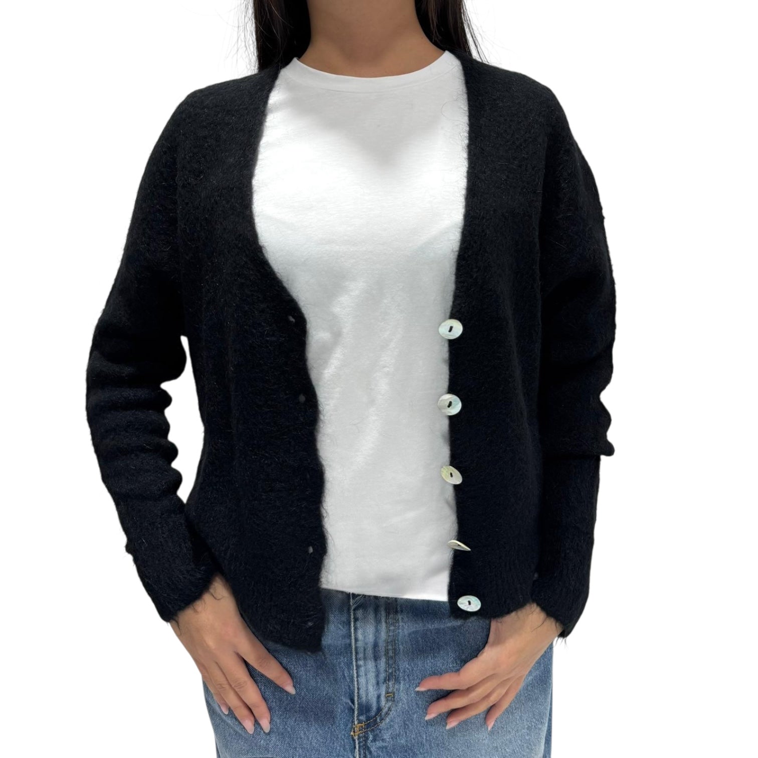 KONTATTO CARDIGAN ESSEX NERO