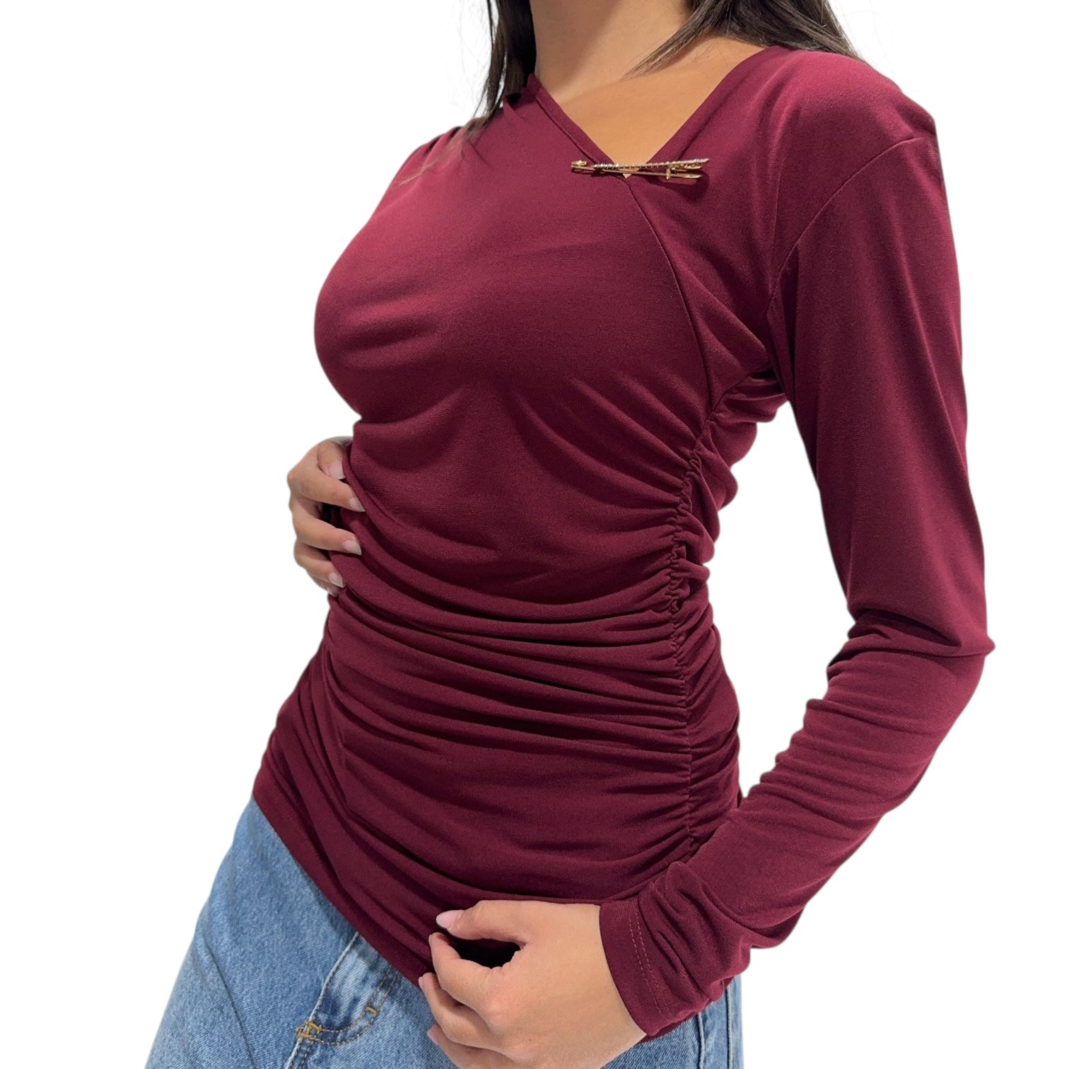 VICKYMOOD MAGLIA CUT JEWELS BORDEAUX