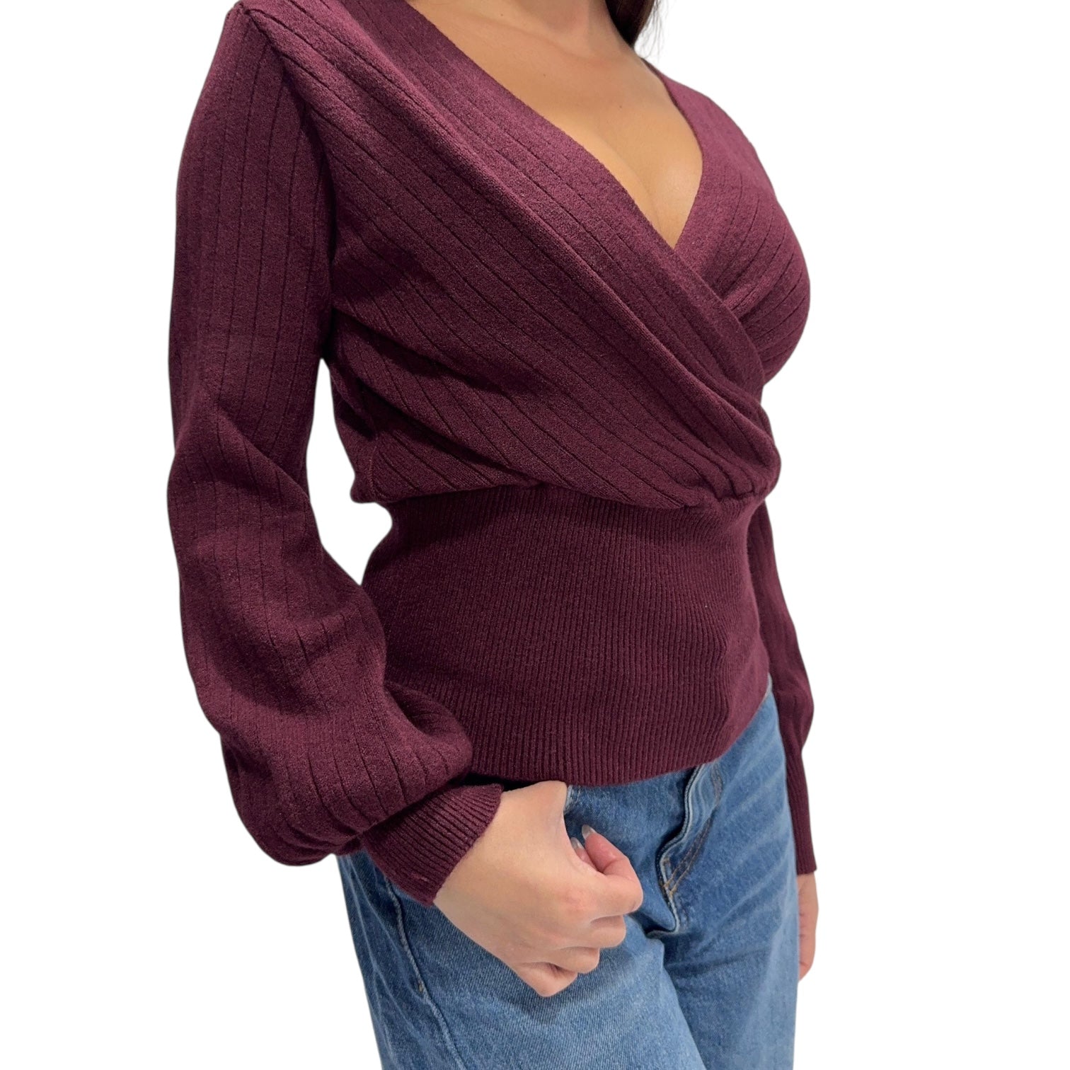 SOUTHLAB PULL KIMONO BORDEAUX