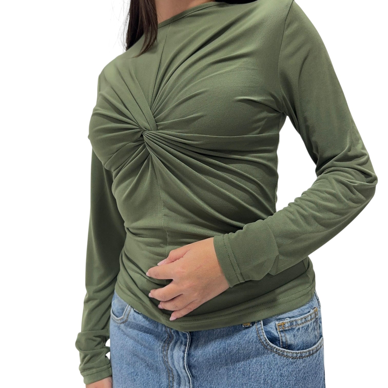 VICKYMOOD MAGLIA DRAPP VERDE OLIO