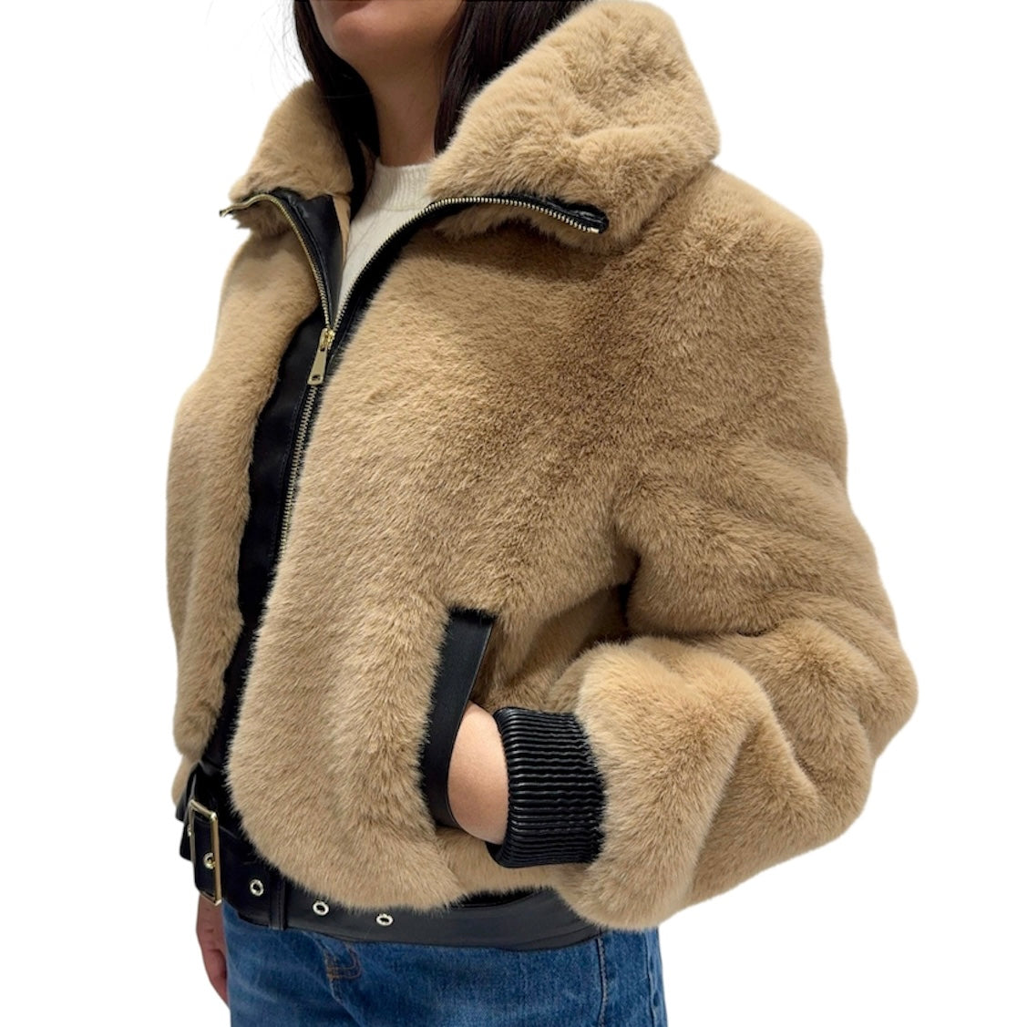 LOKITA GIUBBOTTO BOMBER ECOFUR MIELE