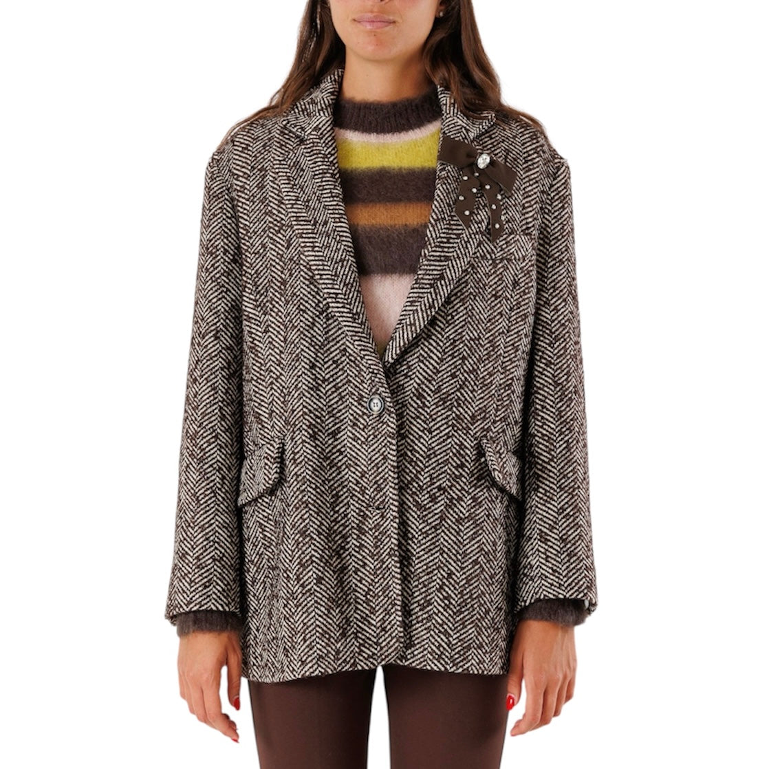 KONTATTO GIACCA CAPPOTTO SPIGA MORO