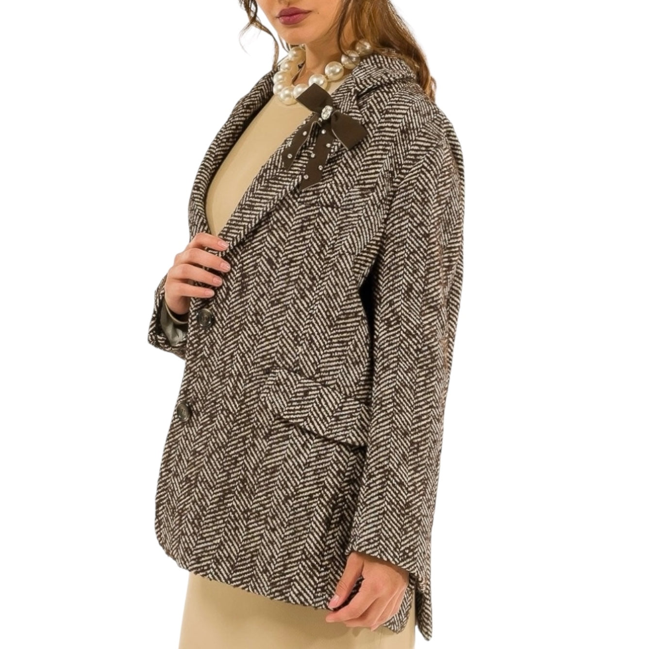 KONTATTO GIACCA CAPPOTTO SPIGA MORO