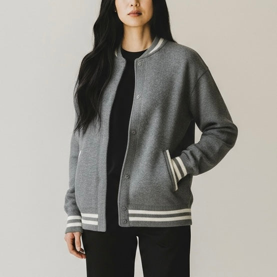 KONTATTO CARDIGAN COLLEGE GRIGIO