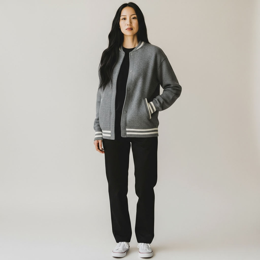 KONTATTO CARDIGAN COLLEGE GRIGIO