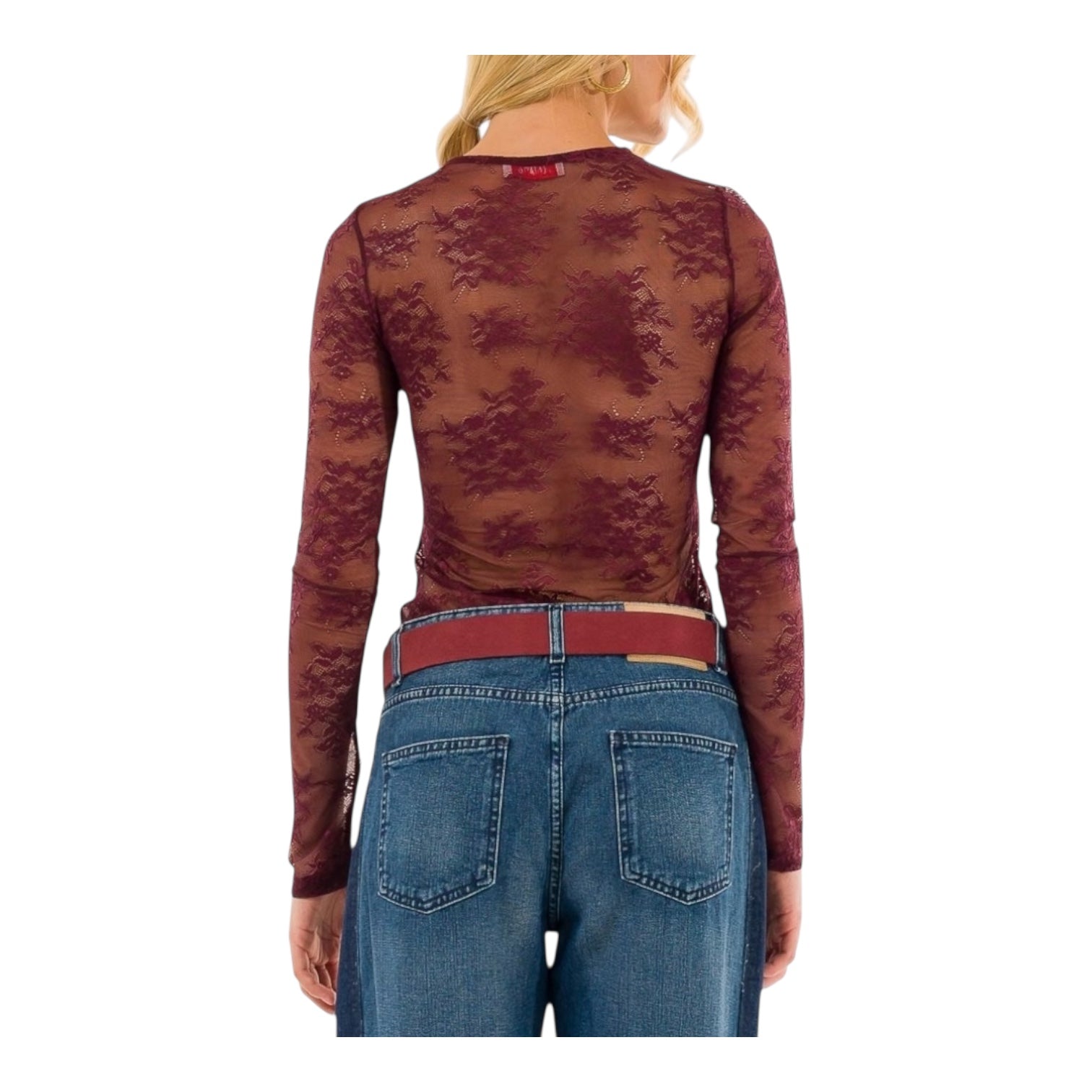 KONTATTO MAGLIA PIZZO BORDEAUX