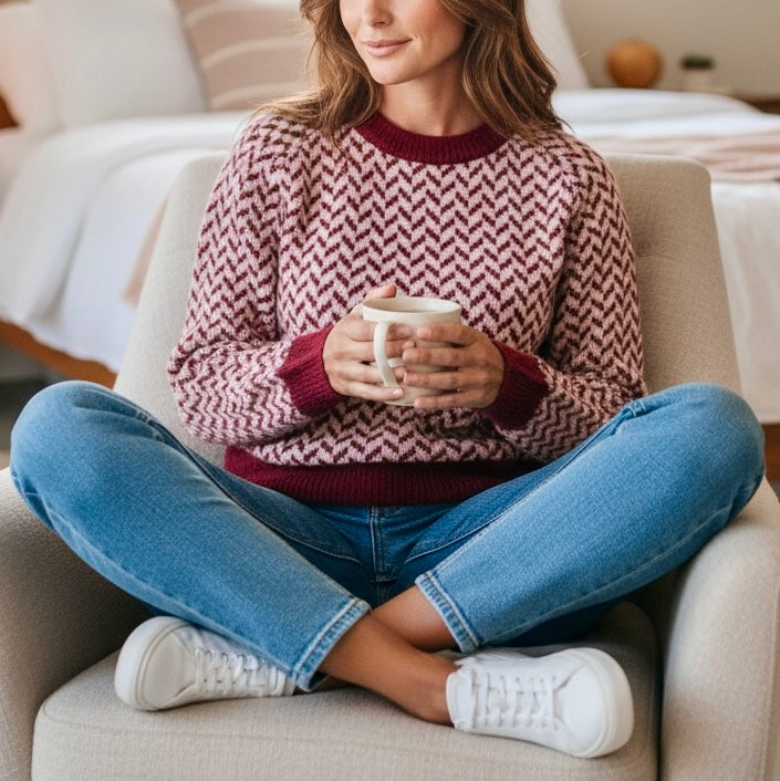 KONTATTO PULL JAQUARDE ROSA BORDEAUX