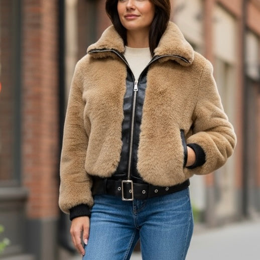 LOKITA GIUBBOTTO BOMBER ECOFUR MIELE