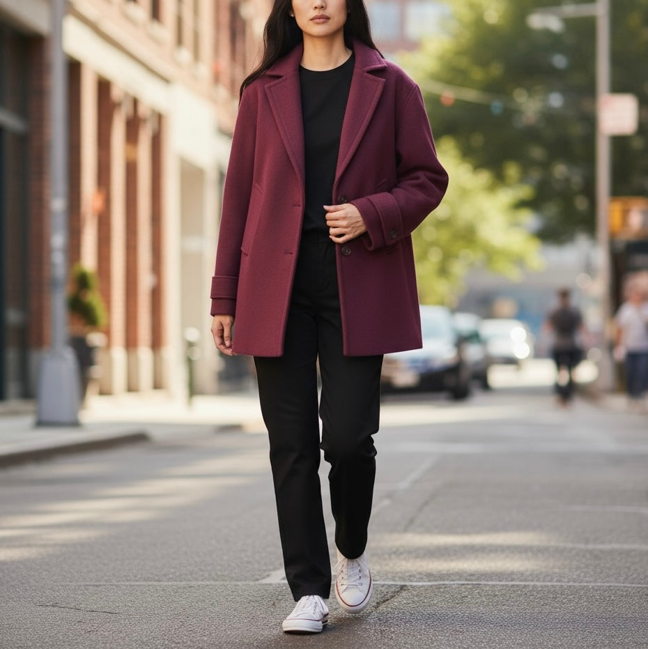 JEATIME CAPPOTTINO PEACOAT BORDEAUX