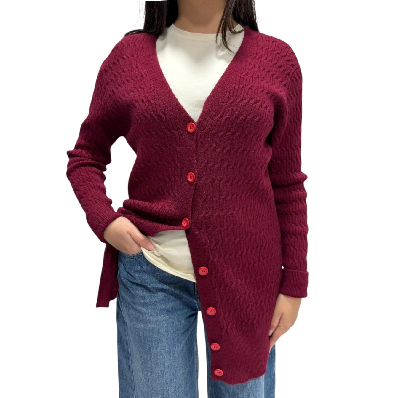 SOUTHLAB GARDIGAN MAXI RALPH BORDEAUX