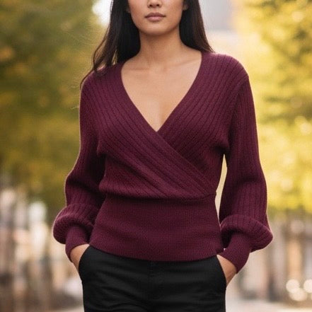 SOUTHLAB PULL KIMONO BORDEAUX