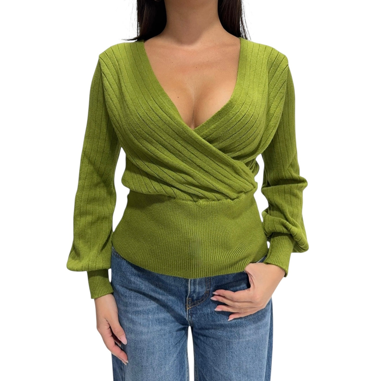 SOUTHLAB PULL KIMONO VERDE OLIO