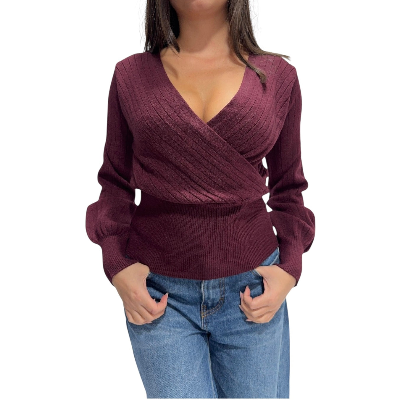 SOUTHLAB PULL KIMONO BORDEAUX