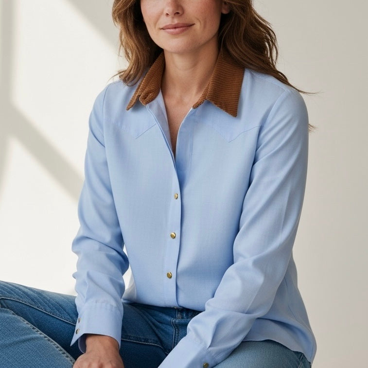 MARYLEY CAMICIA RODEO OXFORD AZZURRO