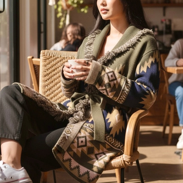 KONTATTO CARDIGAN AZTECO VERDE