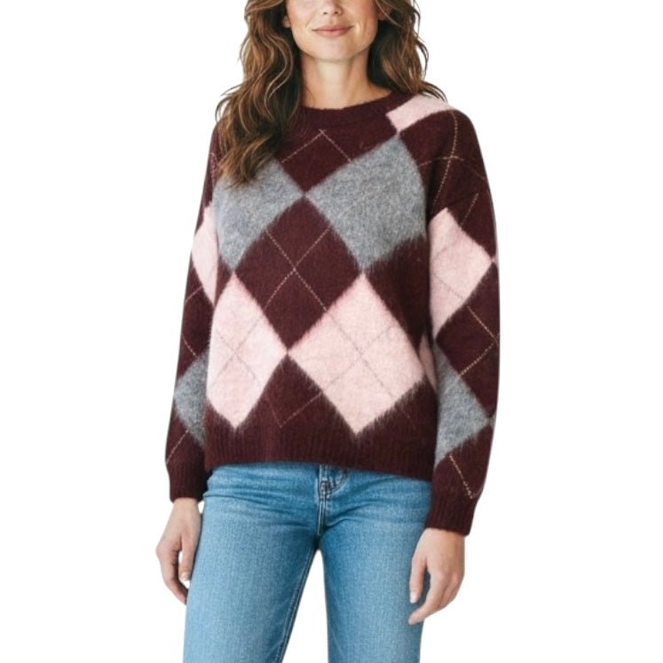 SOUTHLAB PULL ROMBI MOHAIR BORDEAUX
