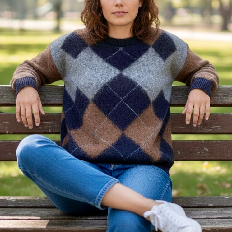 SOUTHLAB PULL ROMBI MOHAIR BLU